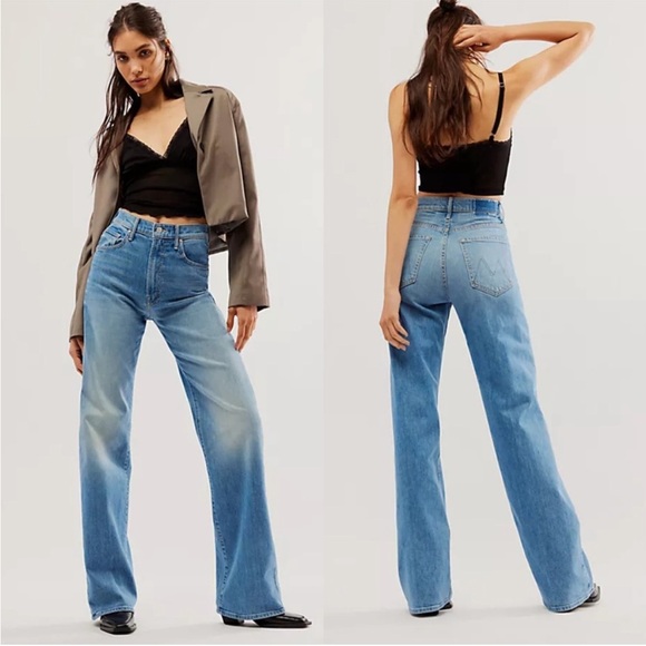 MOTHER The Lasso Heel Left in the Dust Light Wash Wide Leg Jeans, EUC, 34 - Picture 3 of 12